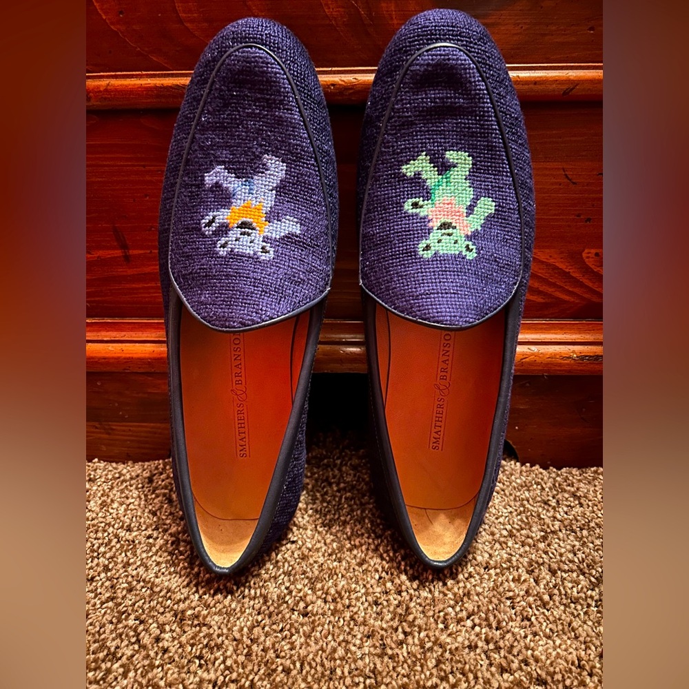 NIB Grateful Dead Dancing Bears Needlepoint Belgian Loafers by Smathers&Branson